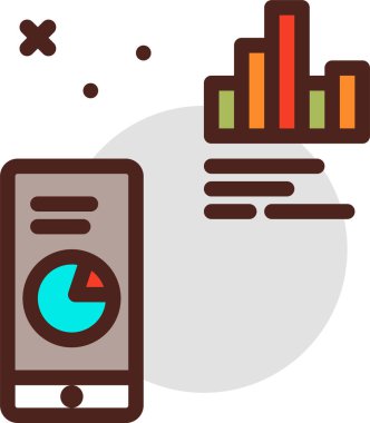 Beyaz arkaplanda izole edilmiş ikon ve vektör illüstrasyonunu istatistiksel olarak analiz et  
