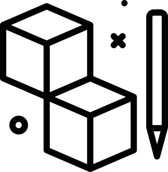 Cubo Icono Web Ilustración Simple — Archivo Imágenes Vectoriales