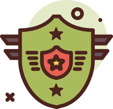 Yıldız simgesi ve vektör illüstrasyonlu kalkan