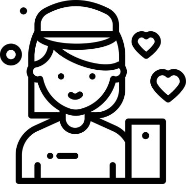 Kalp ikonu olan kadın, vektör illüstrasyonu