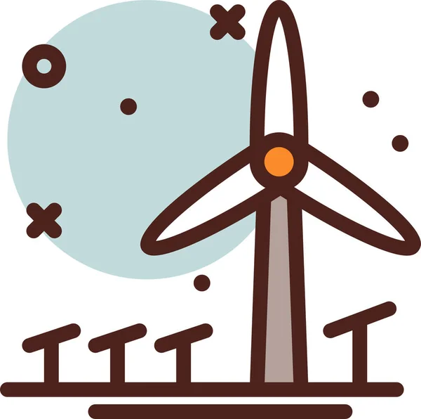 Icona Del Mulino Vento Illustrazione Cartone Animato Icone Vettoriali Turbina — Vettoriale Stock