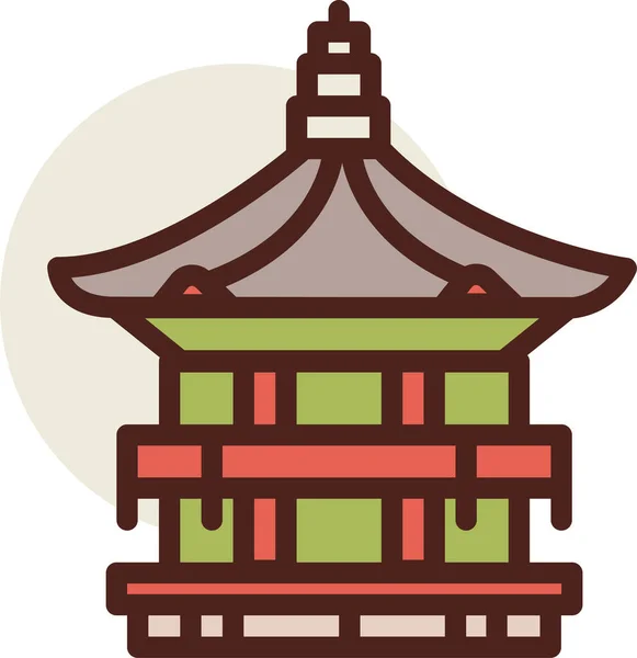 Pagoda Web Ikon Egyszerű Tervezés — Stock Vector