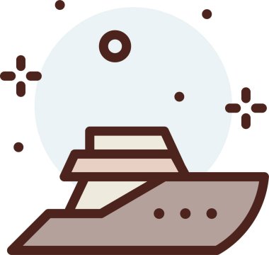 Gemi simgesi. Web için tekne vektör simgelerinin düz çizimi