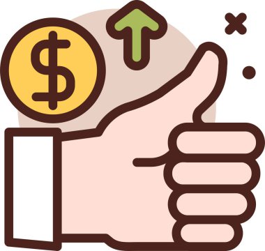 Dolar işareti olan el, vektör illüstrasyonu