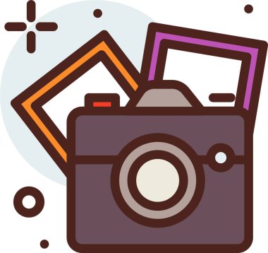 Kamera simgesi. Web tasarımı için retro fotoğraf vektör simgelerinin düz çizimi