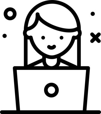 Dizüstü bilgisayarı olan kadın, vektör illüstrasyonu