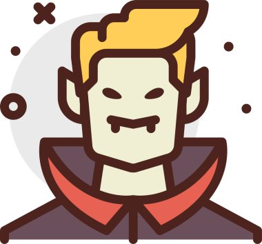 Beyaz arkaplanda izole edilmiş vampir simgesi, vektör illüstrasyonu 