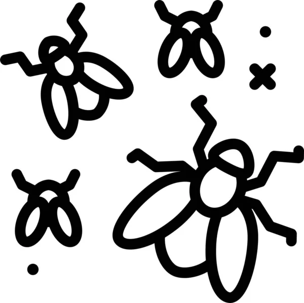 Ilustración Vectorial Blanco Negro Insectos — Vector de stock