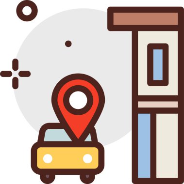 Harita broşlu bir çizgi film arabası.