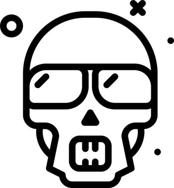 Cadılar Bayramı kafatası simgesi, vektör çizimi beyaz arkaplanda izole edildi 