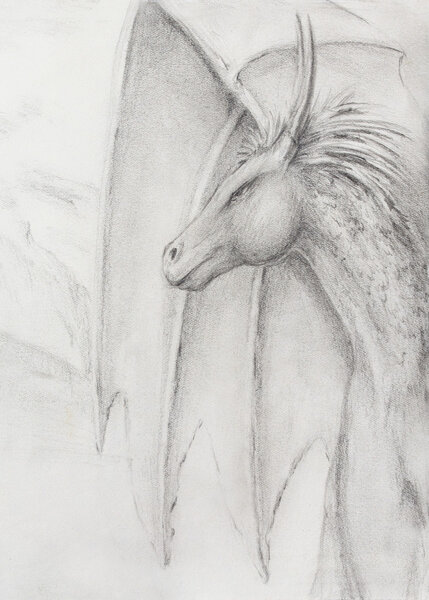 карандашный дракон на бумажном фоне
.