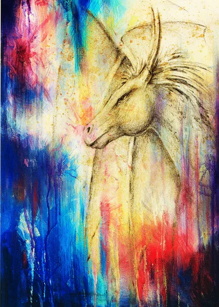 Малюнок олівцем дракон і колір абстрактний фон . — стокове фото