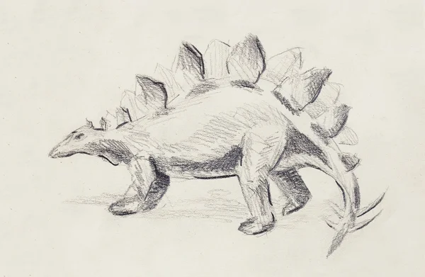 Stegosaurus dessin au crayon sur vieux papier, dessin original à la main . — Photo