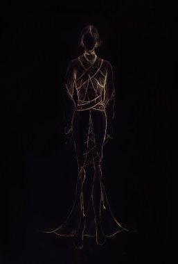 Kroki içinde güzel süs mistik kadın.