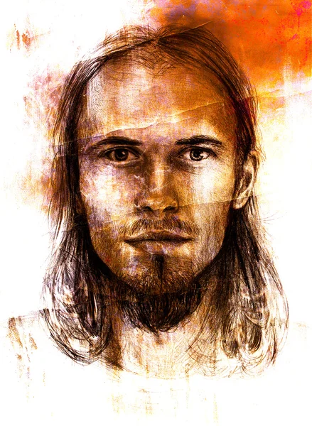 Fiatal emberként Jézus Krisztus portré értelmezése. — Stock Fotó