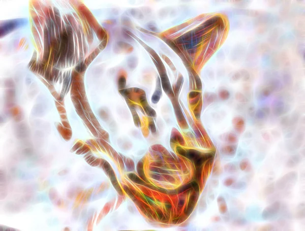 Dibujo León y efecto fractal y fondo de color . — Foto de Stock