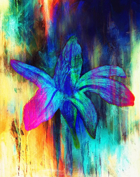 Цветной карандашный рисунок лилия на бумажном фоне и цвет абстрактного фона . — стоковое фото