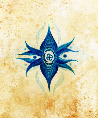 güneş sembolü renkli arka plan ile Mandala çiçek.