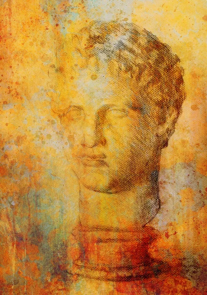 Hand drawn man head, Gypsum bust drawn. Rome Empire man.