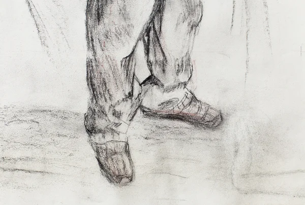 아트 드로잉 남자 다리와 흰 종이 배경. — 스톡 사진