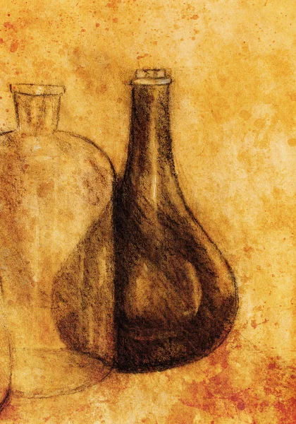 Rysunek karafka na winorośli. Oryginalne ręcznie rysować. — Zdjęcie stockowe