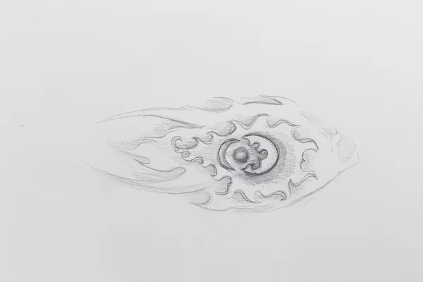 Prydnads filigranen ritning på papper med blomma och flamma struktur mönster. — Stockfoto