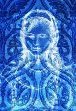 Sanat güzel kız yüz ve süsleme arka plan resim.