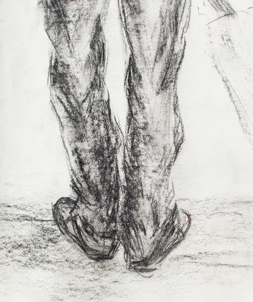 Dessin d'art homme jambes et papier blanc fond . — Photo