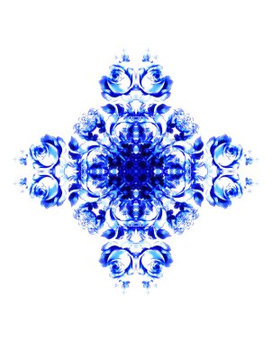 Süs çiçek mandala. Flover kolaj yükseldi. Mavi renk.