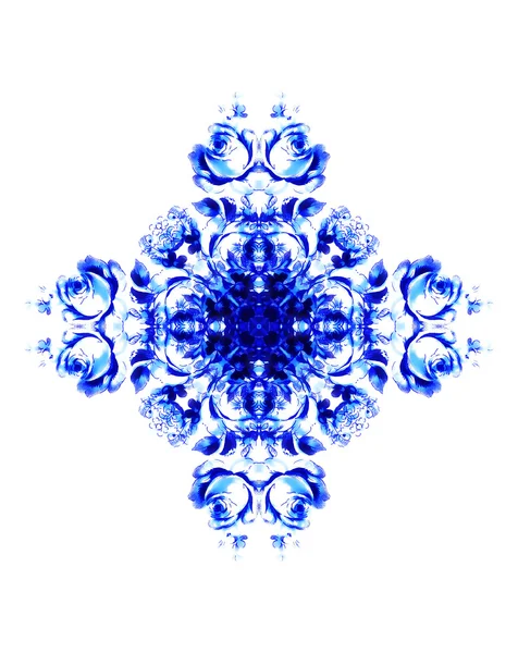 Mandala de fleurs ornementales. Collage rose flover. Couleur bleue . — Photo