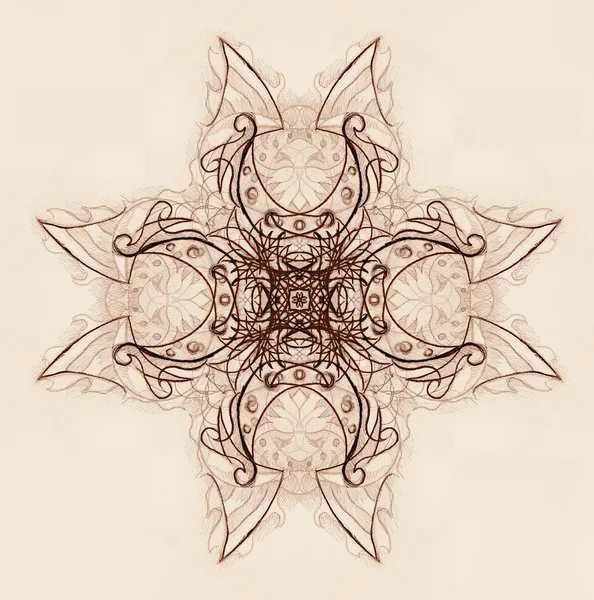 Mandala ornamentală. Extragerea originală a mâinilor și colajul computerului . — Fotografie, imagine de stoc