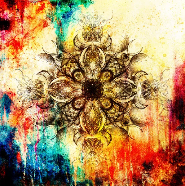 Mandala ornamentale. Disegno a mano originale e collage per computer. — Foto Stock