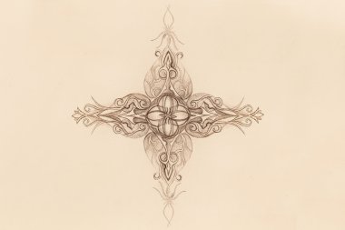 Süslü mandala. Orijinal el çizimi ve bilgisayar kolajı.