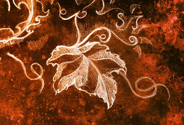 Asma yaprakları. Kağıt üzerinde süs yapı çizim. — Stok fotoğraf