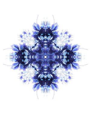 Süs çiçek mandala. Flover kolaj yükseldi. Mavi renk.