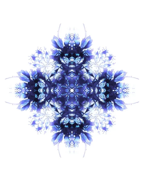 Mandala de fleurs ornementales. Collage rose flover. Couleur bleue . — Photo