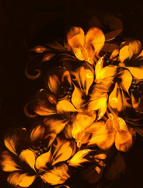 Pintura de flores em fundo preto. Cor laranja . — Fotografia de Stock