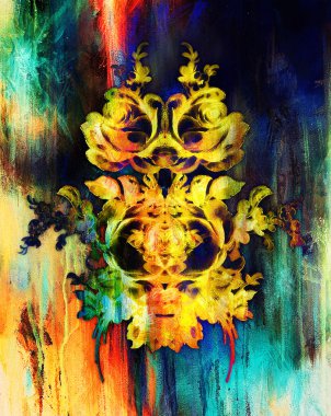 Süs çiçek mandala. Flover kolaj yükseldi. Renk arka plan.