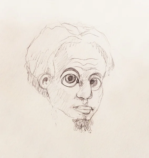 Mężczyzna rysunek, szkic ołówkiem na papierze stary. — Zdjęcie stockowe