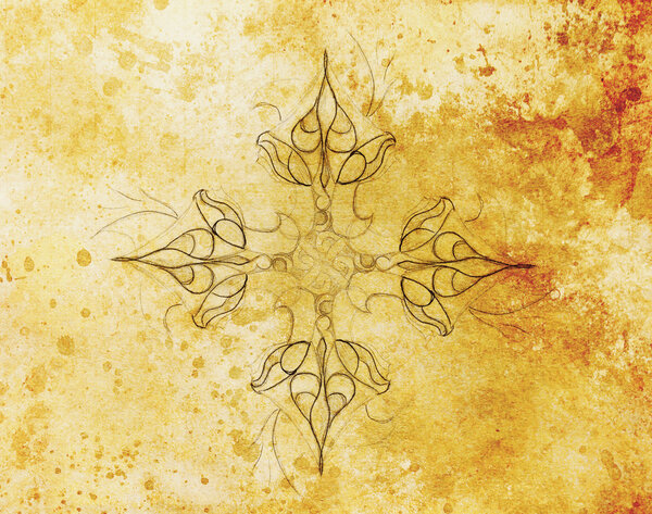 Ornamental mandala. Original hand draw and computer collage.