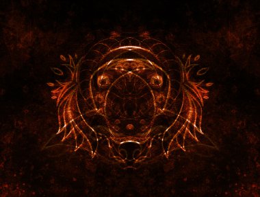 Süs çizim. Özgün el çizmek ve bilgisayar kolaj. Renk yapısı.