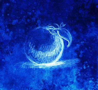 Meyvesi çizim rengi. Özgün el çizmek ve bilgisayar kolaj. Renk yapısı.