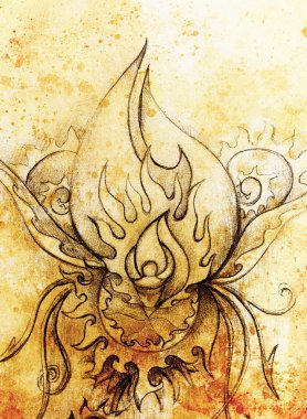 Süs çiçek yapısını çizim rengi. Özgün elle çizilmiş ve bilgisayar kolaj. Renk yapısı.