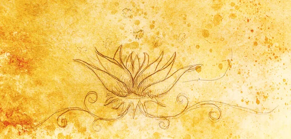 Kleur tekening van decoratieve bloem structuur. Originele hand getrokken en computer collage. Kleurstructuur. — Stockfoto