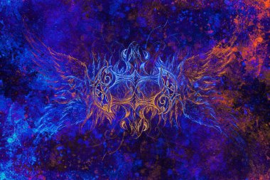 süs ejderha eski kağıt arka plan bilgisayar kolaj üzerinde çizim. ve renk yapısı.