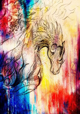 süs hayvanı eski kağıt arka plan bilgisayar kolaj üzerinde çizim. ve renk yapısı.