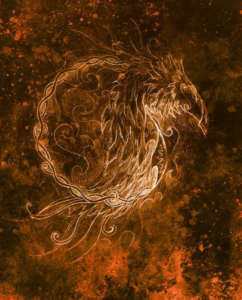 süs ejderha eski kağıt arka plan bilgisayar kolaj üzerinde çizim. ve renk yapısı.