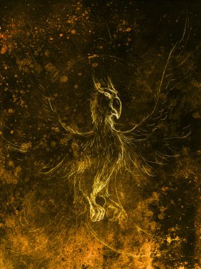 anka kuşu çizimi. bilgisayar kolajı ve renk yapısı.