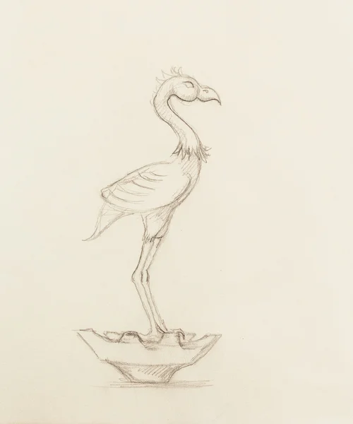 Flamingó illusztráció. eredeti kézi rajzolás papíron,. — Stock Fotó