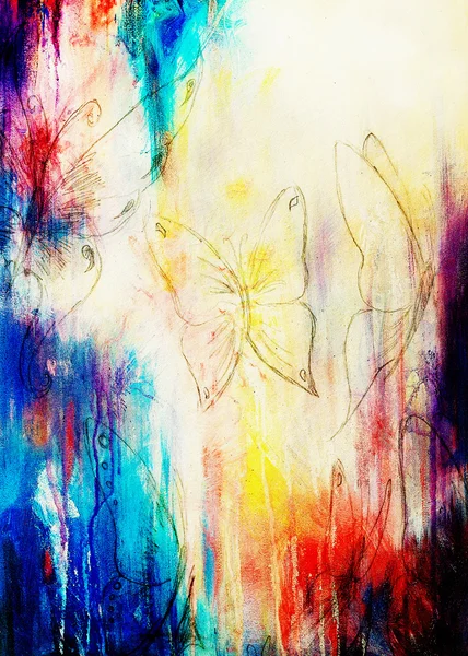 Drawing of butterfly. computer collage and color structure. — Stock Photo, Image